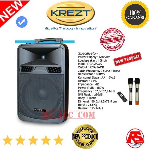 TERBARU SPEAKER PORTABLE AMPLIFIER KREZT WAS 8415 15 inch ORIGINAL