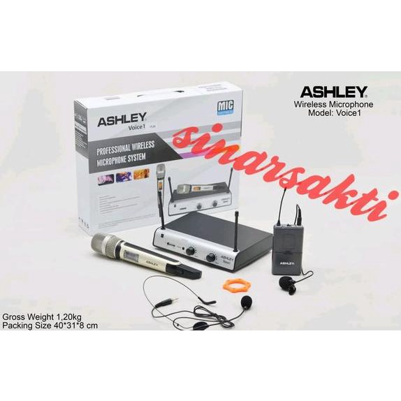 DISKON MIC ASHLEY VOICE 1 WIRELESS MICROPHONE  PEGANG - CLIP ON - HEADSET  ORIGINAL