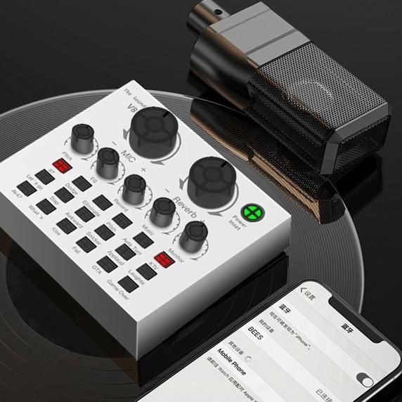Vixsound Mixer Audio External Sound Card Bluetooth Effect Board - V8 Pro - White