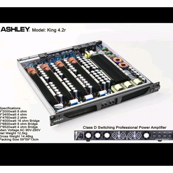POWER AMPLIFIER ASHLEY KING 4.2R CLASS D SWITCHING 4 X 2000 WATT ORIGINAL