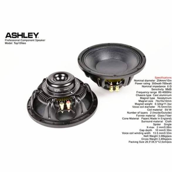 FREE ONGKIR Speaker Ashley 10inch Top10Neo Original Woofer Ashley Neodium