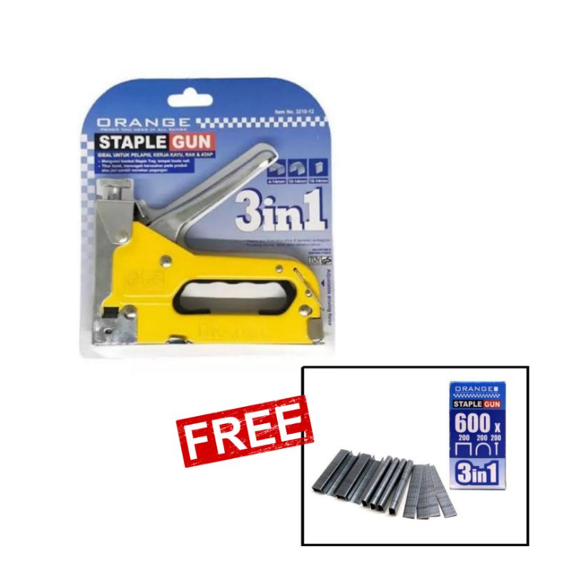 

Orange Staples Gun 3 Way 4-14 Mm Include Isi Staples