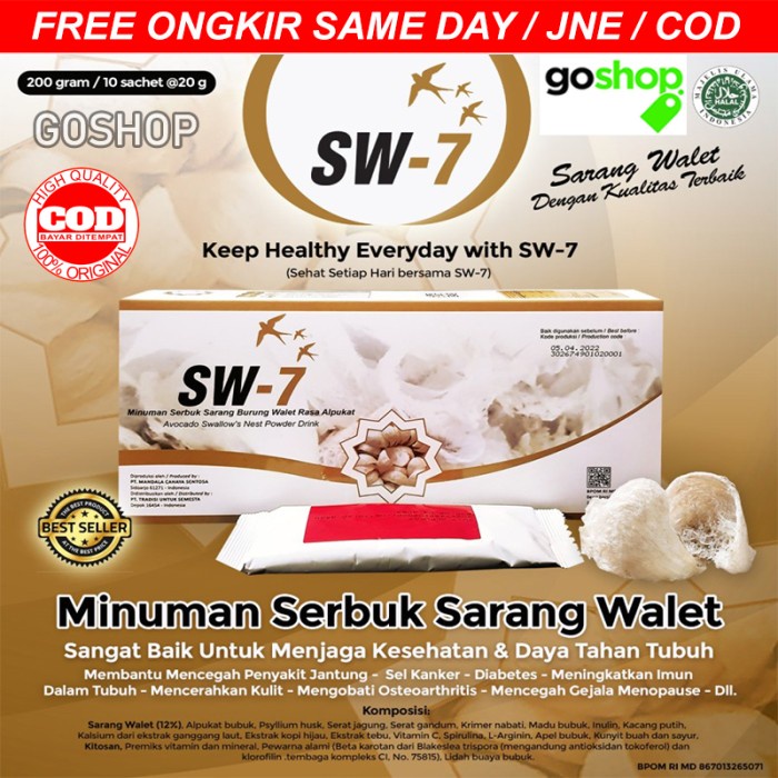 

SW-7 Minuman Serbuk Sarang Walet SW 7 atau SW7 - Dijamin Original
