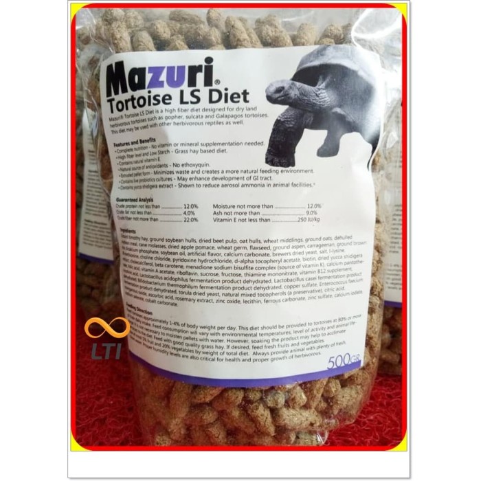 Mazuri Tortoise LS Diet - Pakan Kura TERMURAH / Makanan Kura 500 Gr