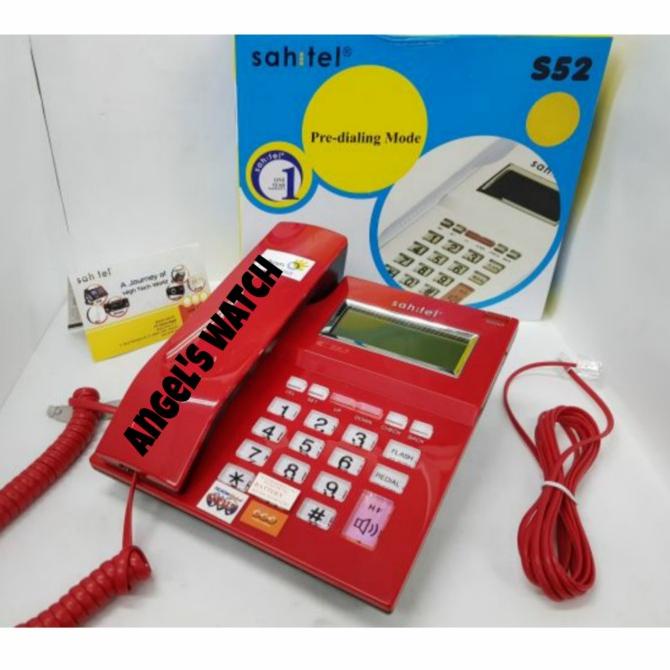 pesawat telepon sahitel S52 merah telepon rumah kabel sahitel