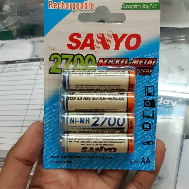 Baterai Batre Batrai Sanyo AA A2 Rechargeable 2700 mAh Isi 4