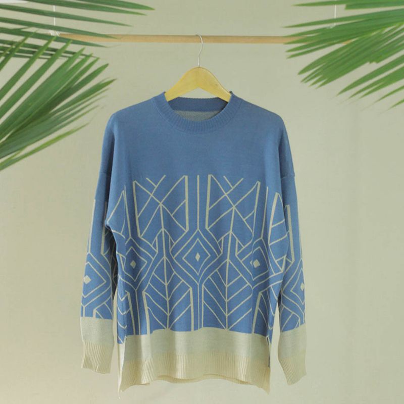 Fina Oversize Sweater Rajut Motif Garis garis premium