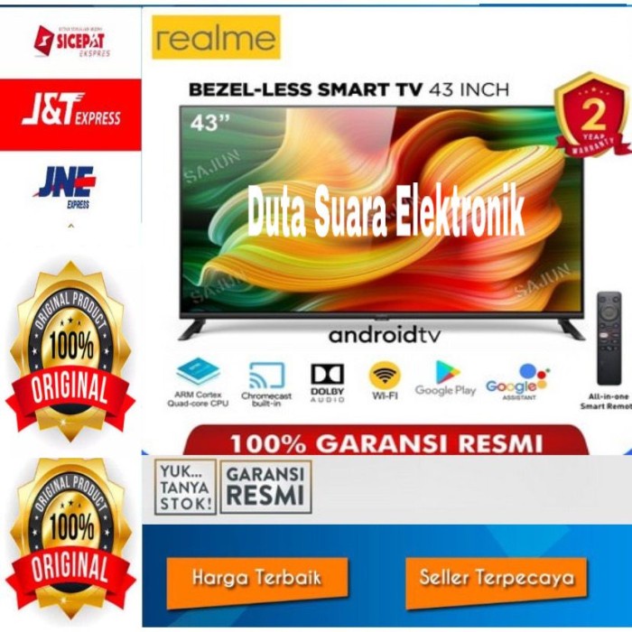 Realme Smart Led Tv 43 Inch Bezelless Android Tv Resmi Realme