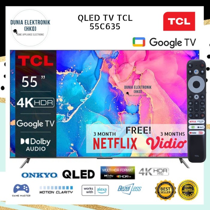 Qled Tv Tcl 55C635 C635 Google Tv 55 Inch 55" Smart Tv 55 Inch 4K Uhd