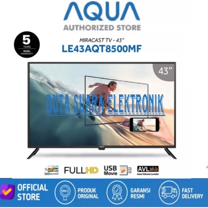 Led Tv Aqua 43 Inch 43Aqt8500Mf Digital Tv Fhd Miracast Garansi Resmi