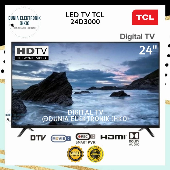 Led Tv Tcl 24D3000A 24" 24 Inch Digital Tv Hd Hdmi Usb Tv Digital 24"
