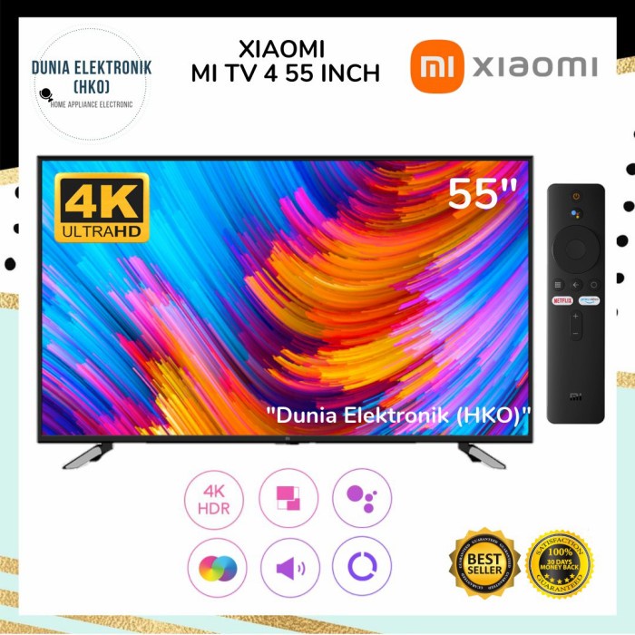 Led Tv Xiaomi Mi Tv 4 55" 55 Inch 4K Hdr Smart Tv Android 9.0 Pie