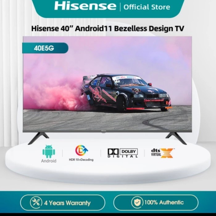 Hisense 40 Inch Android Smart Tv Digital 40E4F Garansi Resmi 4 Tahun