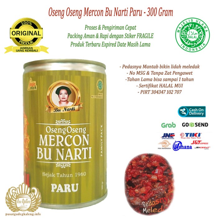 

OSENG OSENG MERCON BU NARTI PARU - 300 GRAM