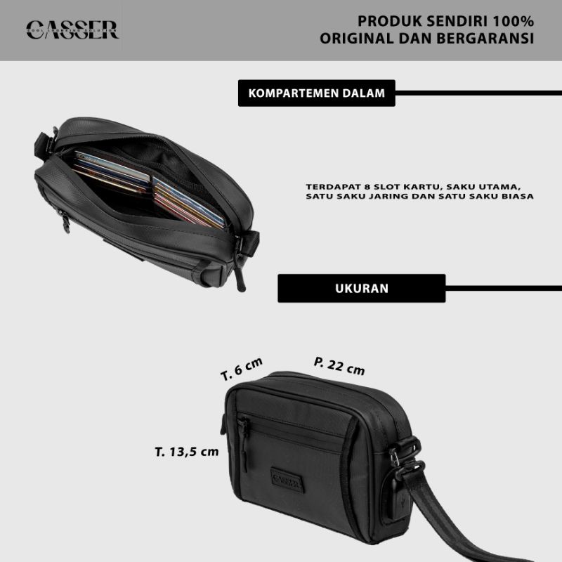Casser I Handbag Kazeo I Clutch Bag Pria Wanita Waterproof Multifungsi Clutch Pria Warna Hitam