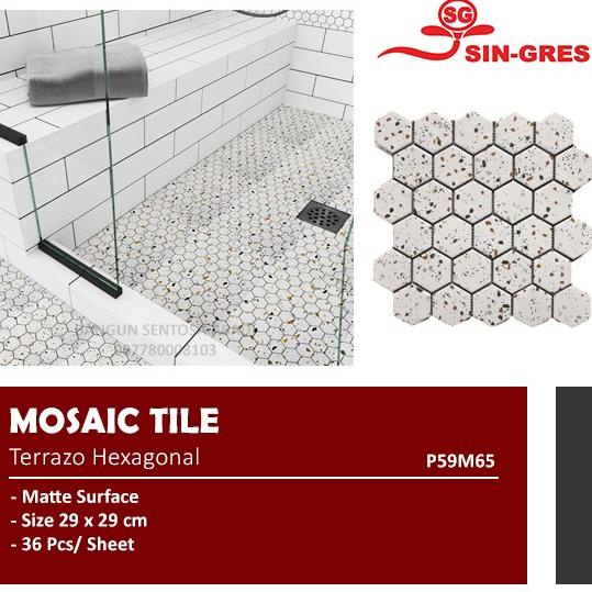 ;&;&;&;&] KERAMIK MOSAIC HEXAGON MATTE PUTIH / MOZAIK DINDING LANTAI DECORATIVE