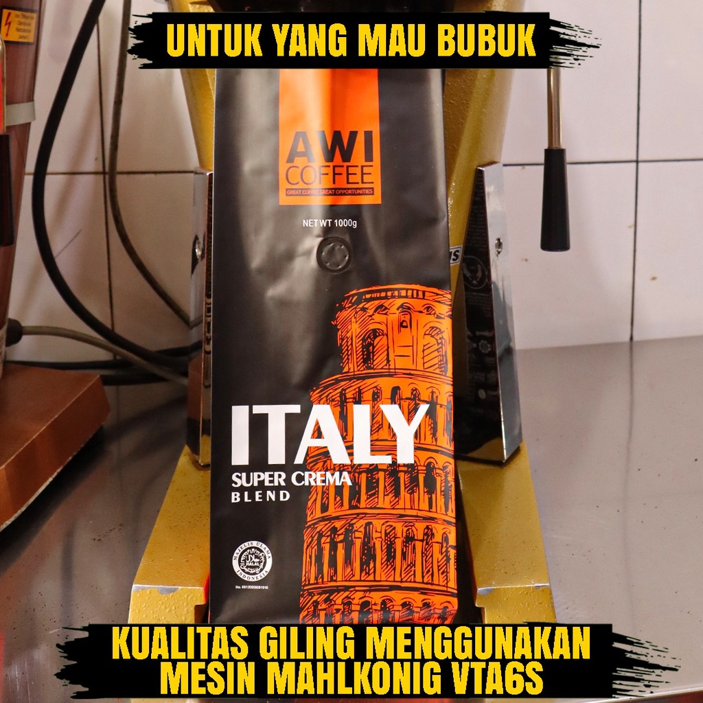 

KOPI SIDIKALANG ITALY SUPER CREMA 1 Kg BIJI Arabica Robusta Premium Cafe Blend AWI COFFEE