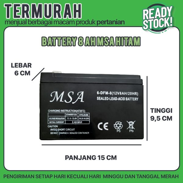 BATTERY SPRAYER 8AH MSA ( aki battery batre accu sprayer elektrik 12V 8AH (BERGARANSI)