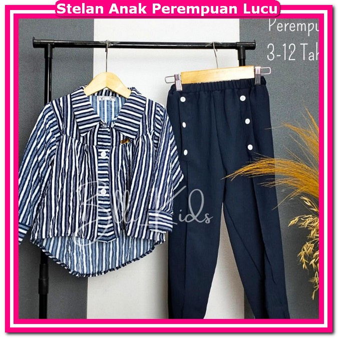 One Set Cewek Kekinian Set Buju Bocil Anka Oneseat Bsju Cewe Setelan Anak Perempuan Import Korean St