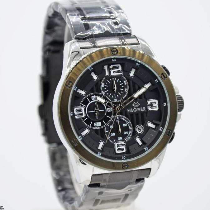 Jam Tangan Pria Hegner 6603 Chrono Silver