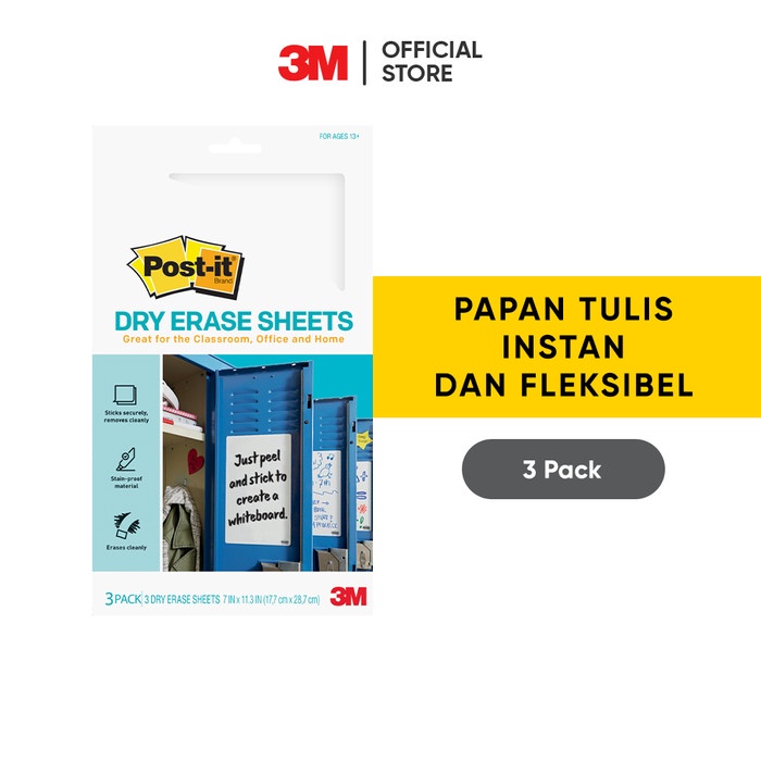 

Post-it 3M Papan Tulis Lembaran / Dry Erase Surface Sheets 7 x 11.3