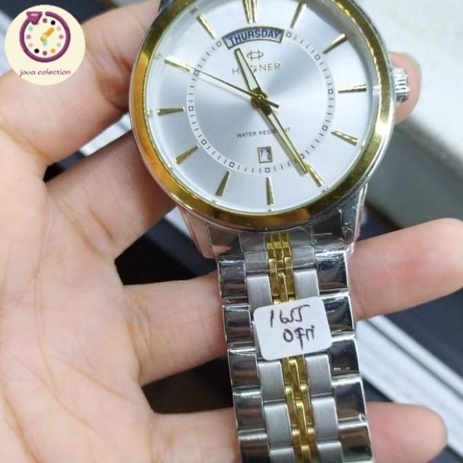 Jam Tangan Pria Hegner 1655 Silver Gold Original