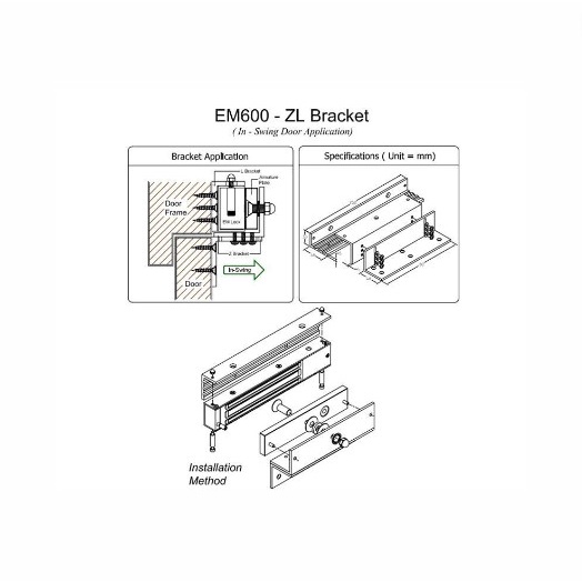 Em-Lock 600Lbs + Bracket Zl ( Magnetic Lock Em Lock Access Control )