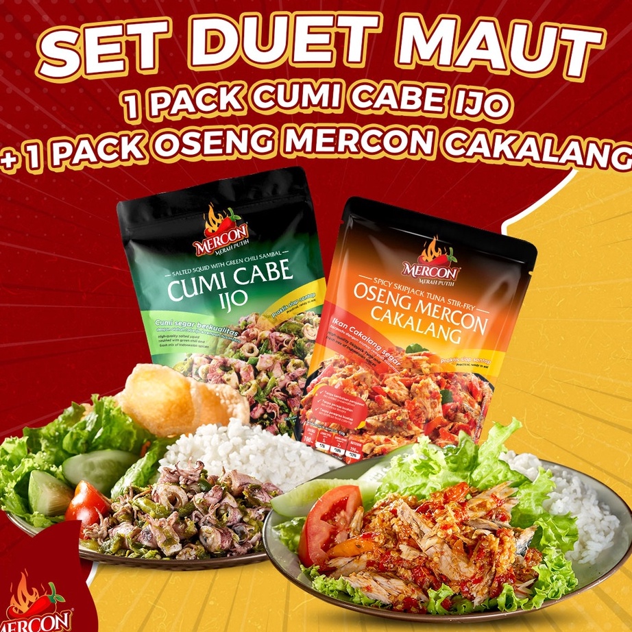 

Terlaris Mercon Merah Putih - Set Duet Maut || Oseng Mercon Cakalang + Cumi Cabe Ijo