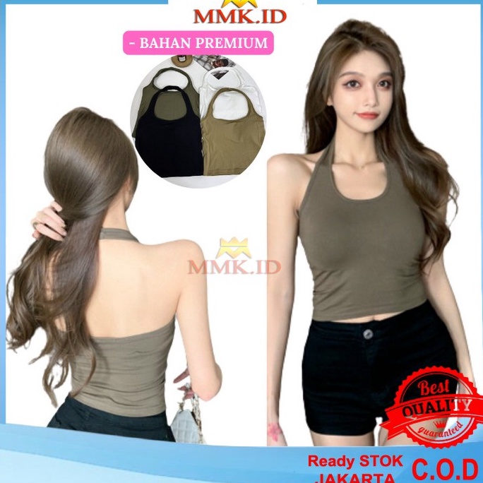 Top Sale.. Tanktop Wanita U-Neck Halter Polos Atasan Sexy Korean