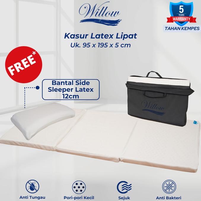 Kasur Latex Lipat Gulung / Willow Pillow Mattress Lipat Gulung Ok