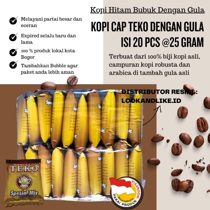 

p4yu Kopi Gula Cap Teko Spesial Mix GULA Isi 20 Sachet x 25 Gram Kopi Leged Bogor Halal Murah dan