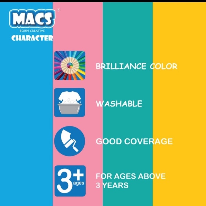 

Macs Gel Crayon 24 Color/Warna Face Painting Aman Mudah Dibersihkan Washable