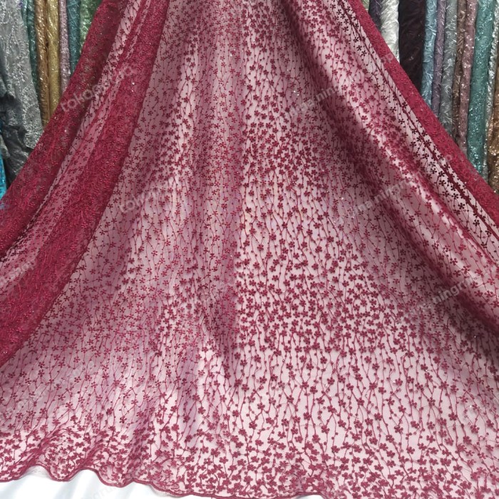 Kain tile brukat.brokat.tule korea.bahan kebaya mutiara.tile GOLD