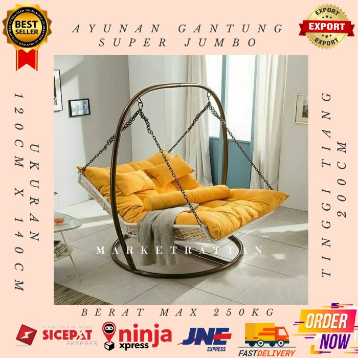 Bestseller Kursi Ayunan Gantung Rotan Sintetis Besi Jumbo Anak Anak Dewasa Taman