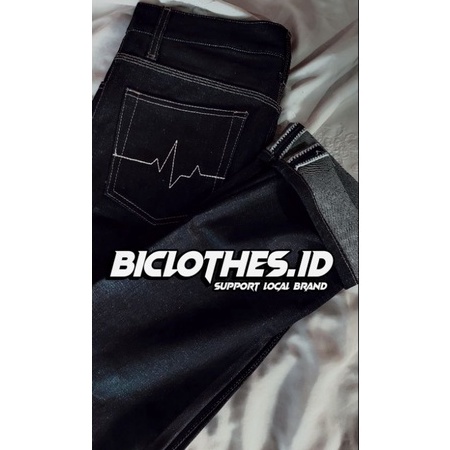 STOK TERBATAS RAW DENIM SELVEDGE 16OZ  - Celana Denim Selvedge Black Indigo - Celana Levis Motif