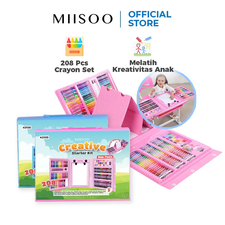

CUCI_GUDANG MIISOO SET Crayon 208 PCS Set Pensil Warna Pastel Pensil Minyak warna untuk Melukis dan mewarnai