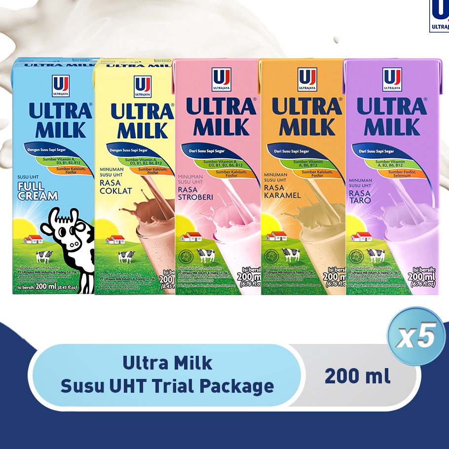 

➥☈✥ Ultra Milk Susu UHT 200ml Trial Package [Paket isi 5pcs] Best Seller