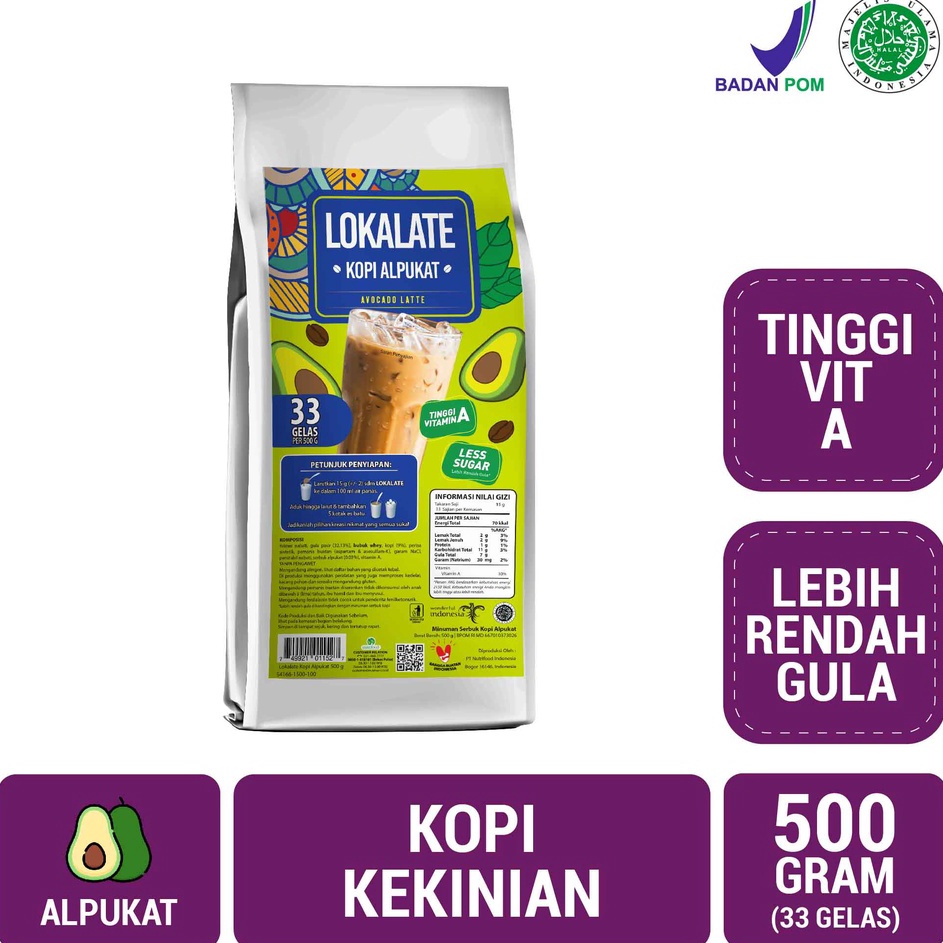 

↑❂❉ Lokalate Kopi Alpukat 500 gram - Tinggi Vitamin A Lebih Rendah Gula Kirim Langsung