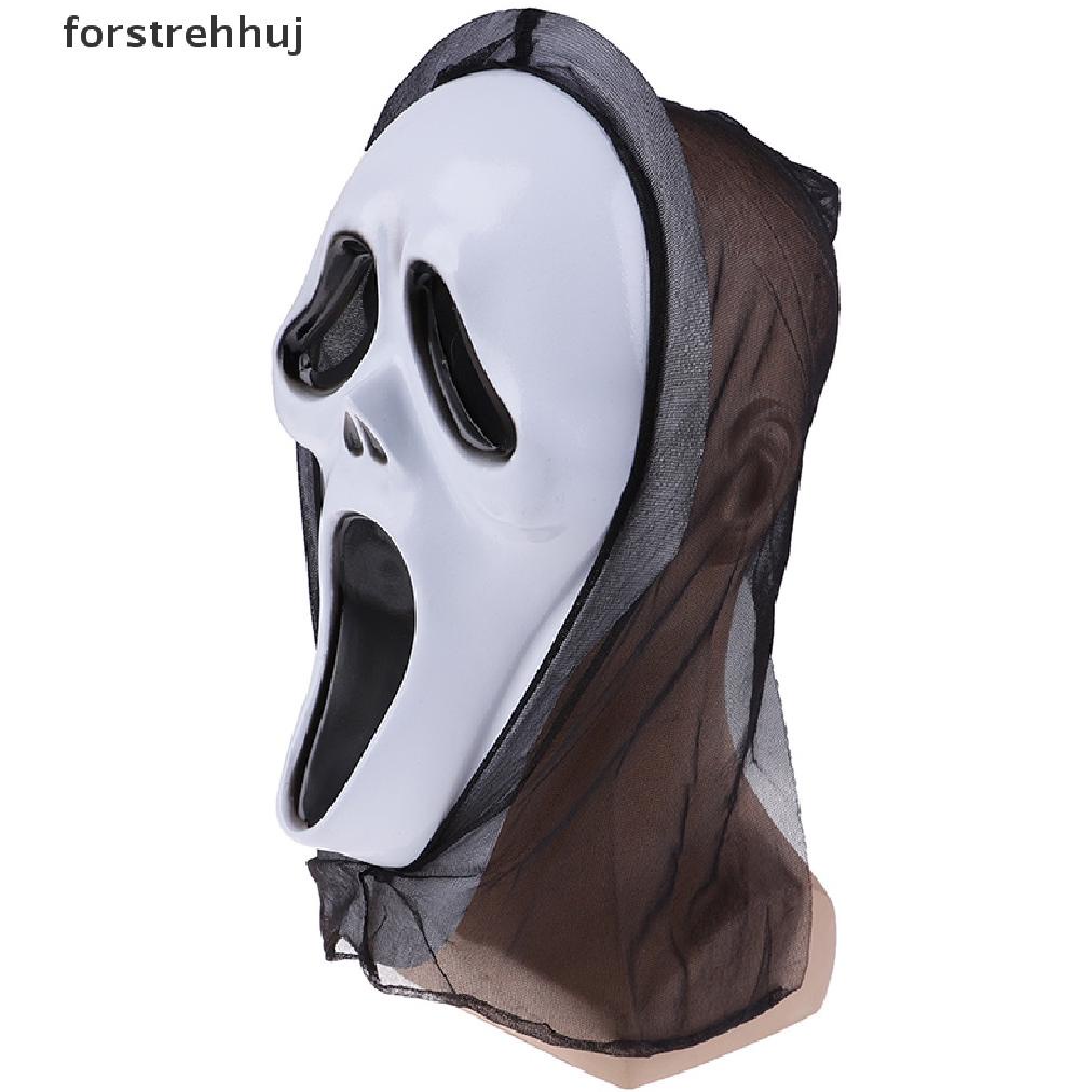 Topeng Scream Ghost Topeng Wajah Gaun Berdarah Mewah Mengerikan Kostum Pesta Halloween Huj
