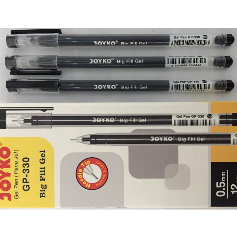 

NGYT2545 (C6369] Joyko Bolpen Joyko GP-330 Big Fill Gel 0.5 Gel Pen Hitam (1 Pak Isi 12 Pcs) / Pena Gel JOYKO GP 330