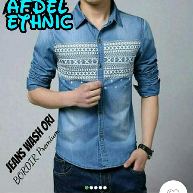 COD - Kemeja Denim Ethnic Afdel - Dark