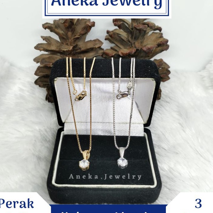 TGQX6673 COD Kalung Itali Santa + Liontin Desi, Perak Asli 925