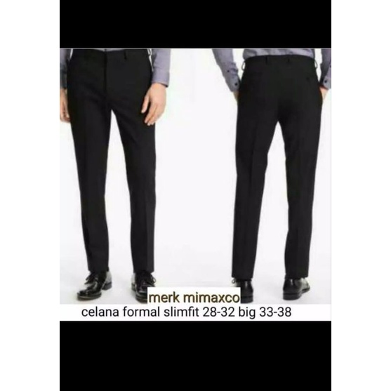 Mimaxco Slim Fit Celana Kerja Pria Size 29-38 Hitam