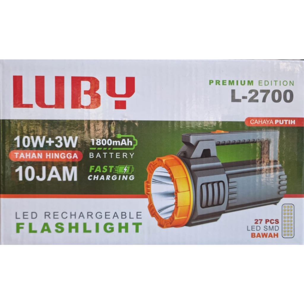 Senter Tangan Led Luby L-2693 / L-2700 Rechargeable Flashlight