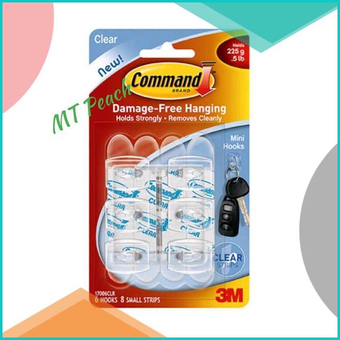 

3M COMMAND PENGAIT DINDING SERBAGUNA MINI HOOKS W/ CLEAR STRIPS 17006 20JVLZ3 perkakas