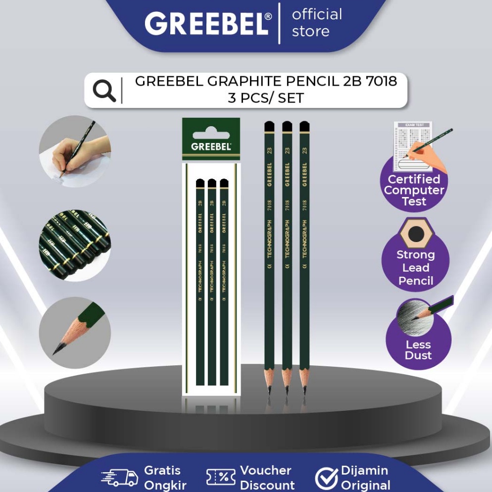 

Terbaru 5.5 GREEBEL Pensil Pencil Kayu/Grafit/Graphite 2B 7018 (3 PCS) tdk beracun utk ujian sekolah/gambar
