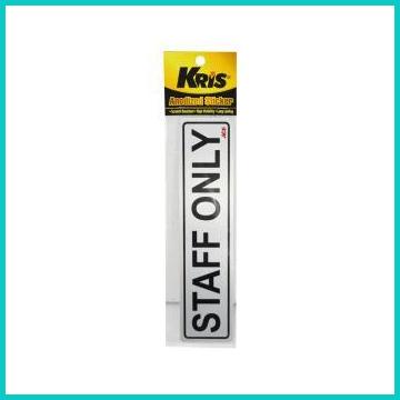 

KRIS STIKER STAFF ONLY STICKER SIGN LABEL ANODIZED 20JVLZ3 sparepart