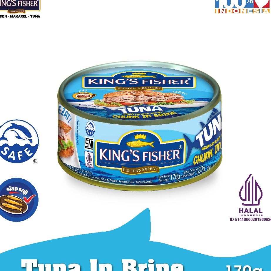 

12.12 Flash Sale King's Fisher Tuna dalam Air Garam Tuna in Brine Daging Tuna Makanan Kaleng 170 gr !