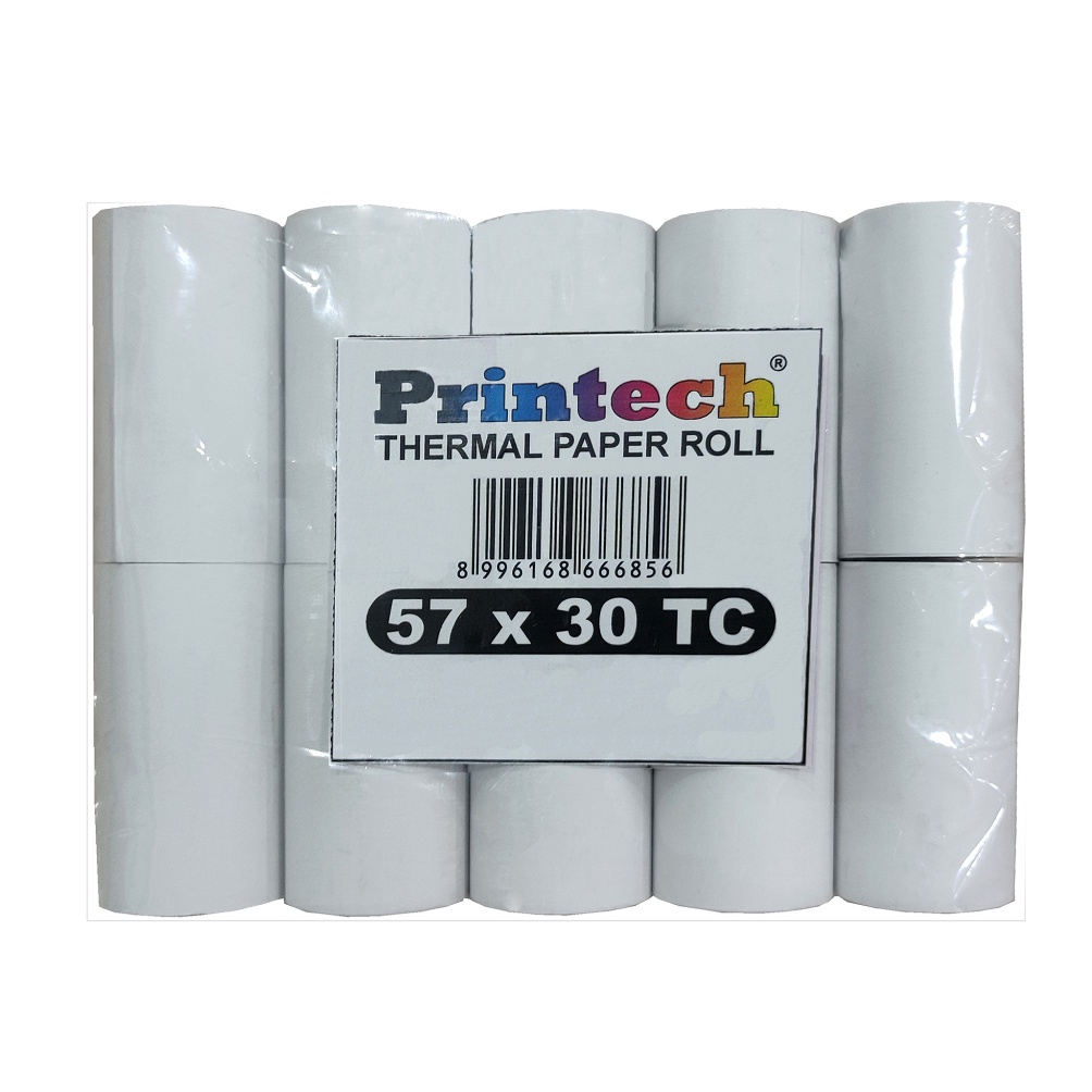 

3.3 sale PRINTECH Kertas Thermal Kasir 57x30 Coreless Tanpa Bungkus 10 Roll - 03002-TB