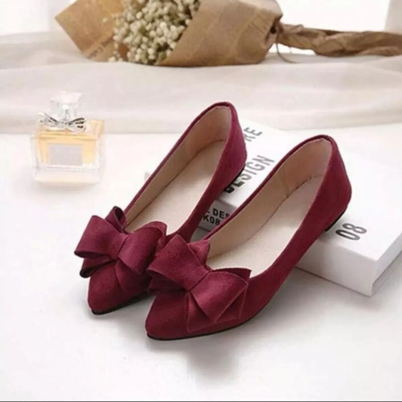 sepatu balet wanita model dasi tumpuk